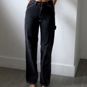 Brandy Melville Painter Style Cargo Jeans charcoal denim